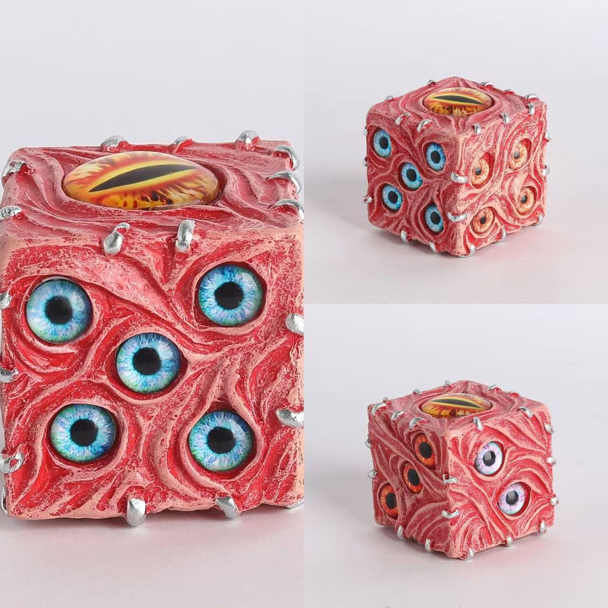 Creepy Eyeball Demon Dice Ornament, Dark Gothic Prank Decor