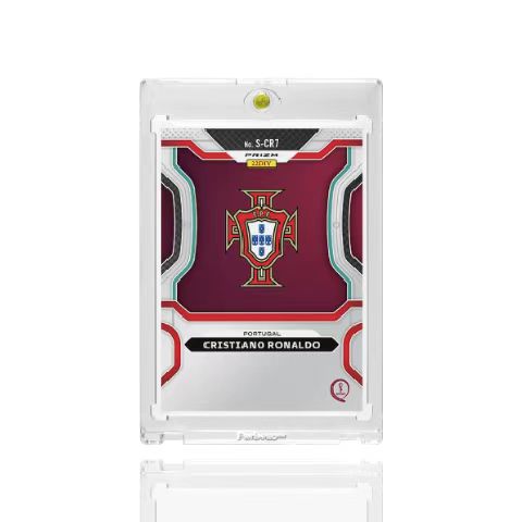 Cristiano Ronaldo Fan-Made Soccer PR Trading Card, Facsimile Signature, Limited 1/1 Numbered Refractor Card with Hard Card Brick Protector