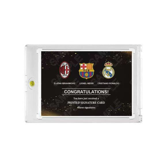 Zlatan Ibrahimović, Messi & Ronaldo Fan-Made Soccer Trading Cards, Facsimile Signature, Refractor Card with Card Protector Brick, Football Collectible Gift