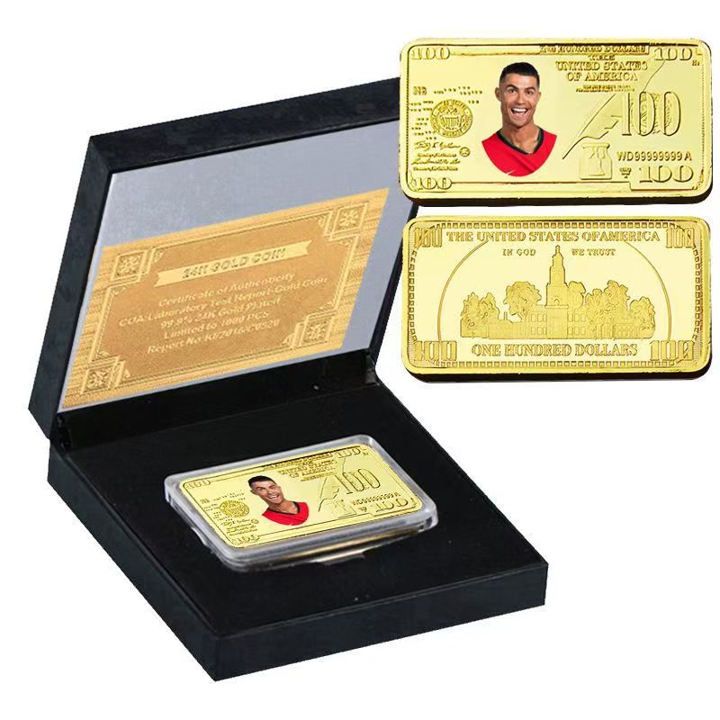 （Gift-boxed）World Cup & Champions League Football Star Themed Metal Square Coin, Fan Collectible Souvenir, Gift for Boyfriend, 61 Holiday Gift