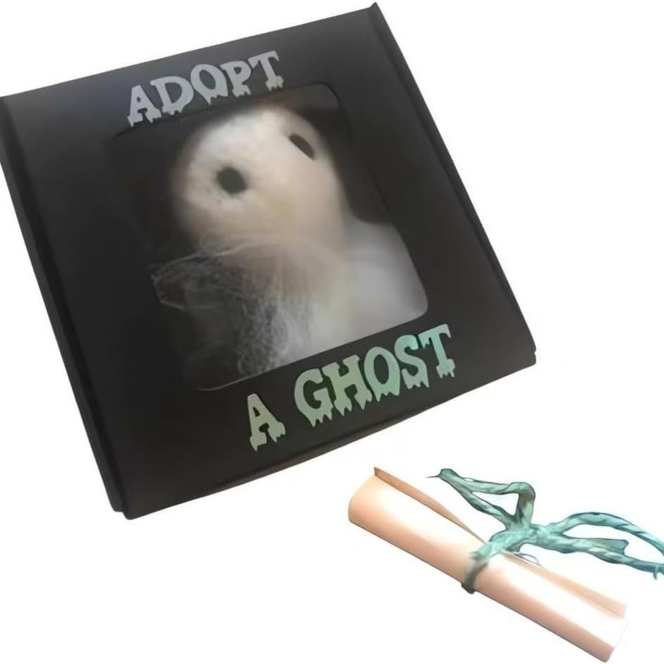 Adopt A Ghost Plush Doll, Handmade Ghost Stuffed Toy In Gift Box, Spooky Cute Plush Gift