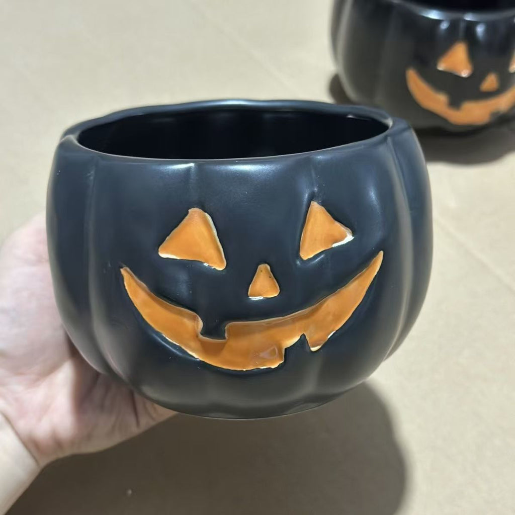 Halloween Pumpkin Face Ceramic Tableware, Plate Mug Bowl Set for Party