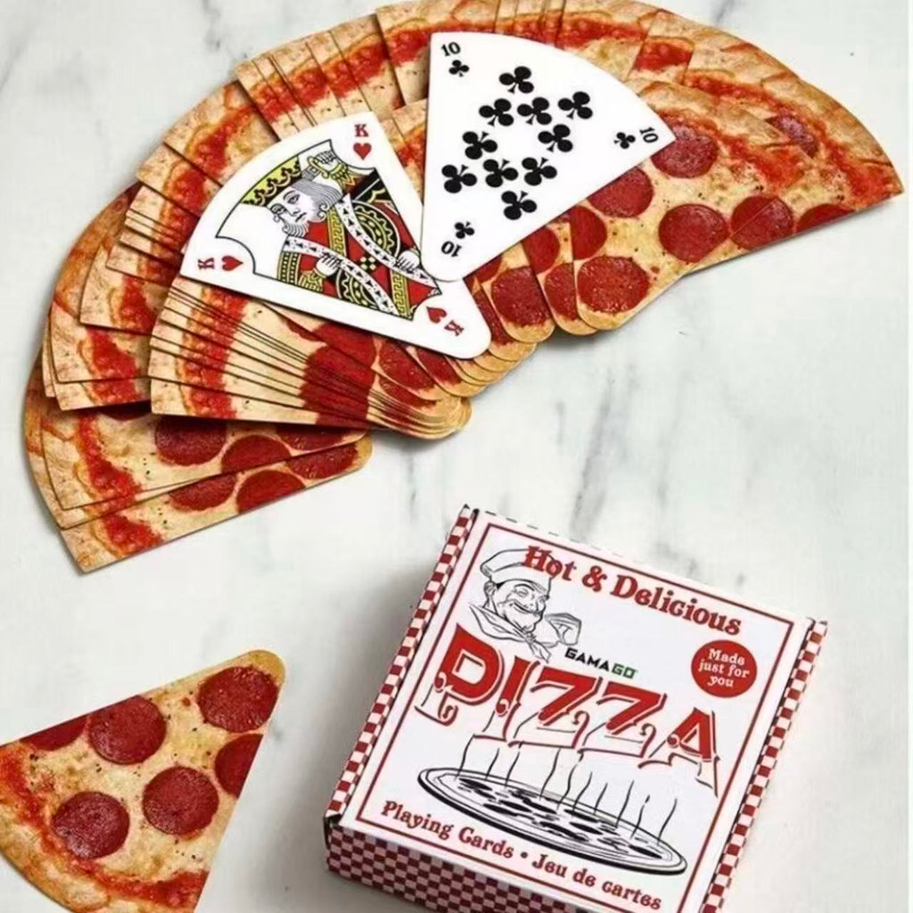 Pizza Shaped Novelty Playing Cards, Cute Abstract Large Size Board Game