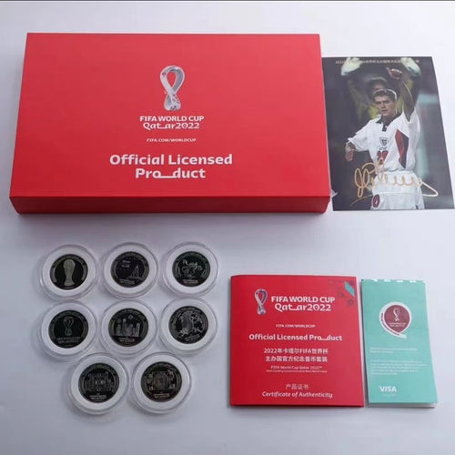 2022 Qatar World Cup Themed Fan-Made Commemorative Coin Set, 8 Pcs, Ronaldo & Neymar Themed Collectible Souvenir