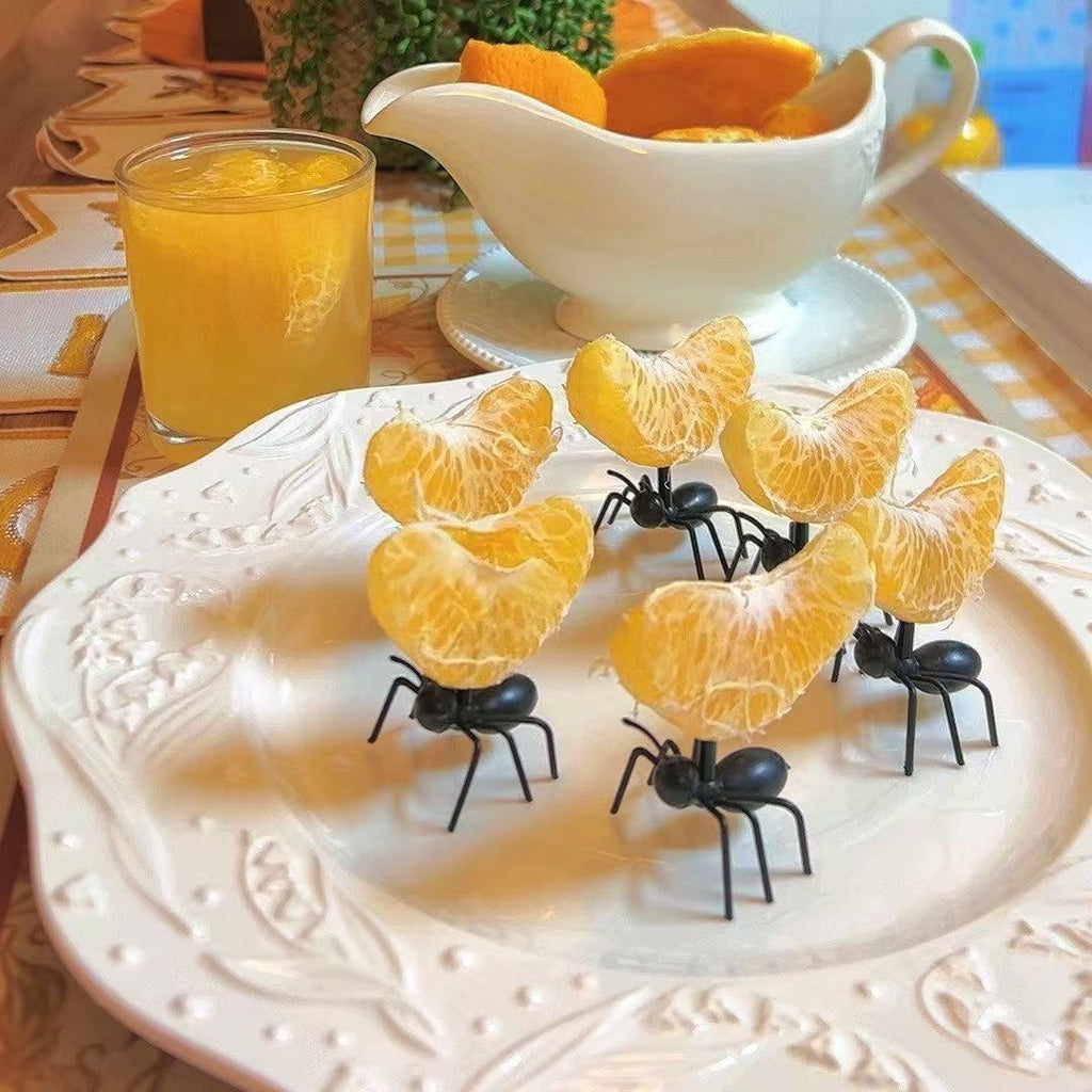 Ant Shaped Fruit Picks, Cute Abstract Party Dessert Toothpicks