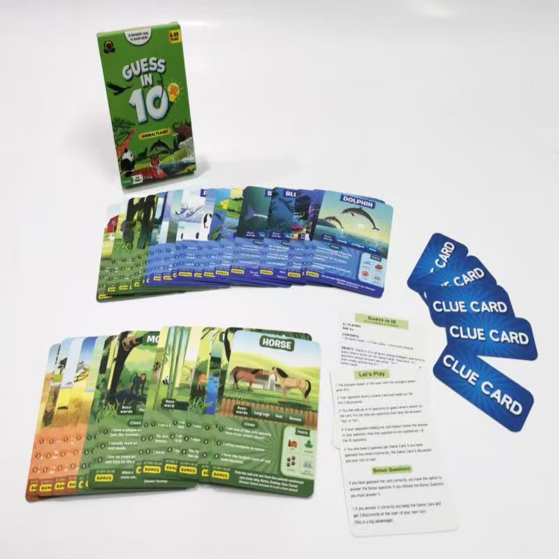 Guess in 10 Card Game, Educational Skill Building Family Multiplayer Tabletop Game