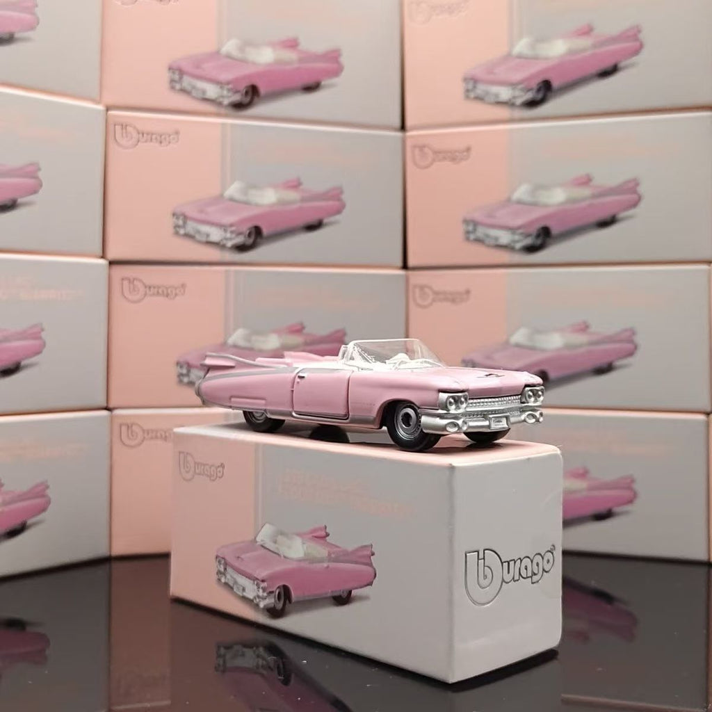 Bburago 1:72 Scale Pink Cadillac Convertible Vintage Car Model, Diecast Alloy Simulation Collectible Toy Car