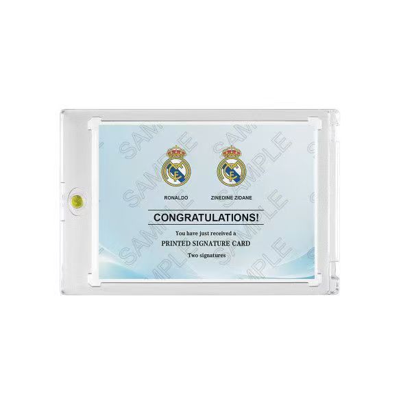 Ronaldo Nazário & Zinedine Zidane 25 Fan-Made Soccer Trading Cards, Facsimile Signature, Real Madrid Themed Refractor Card with Hard Card Brick Protector