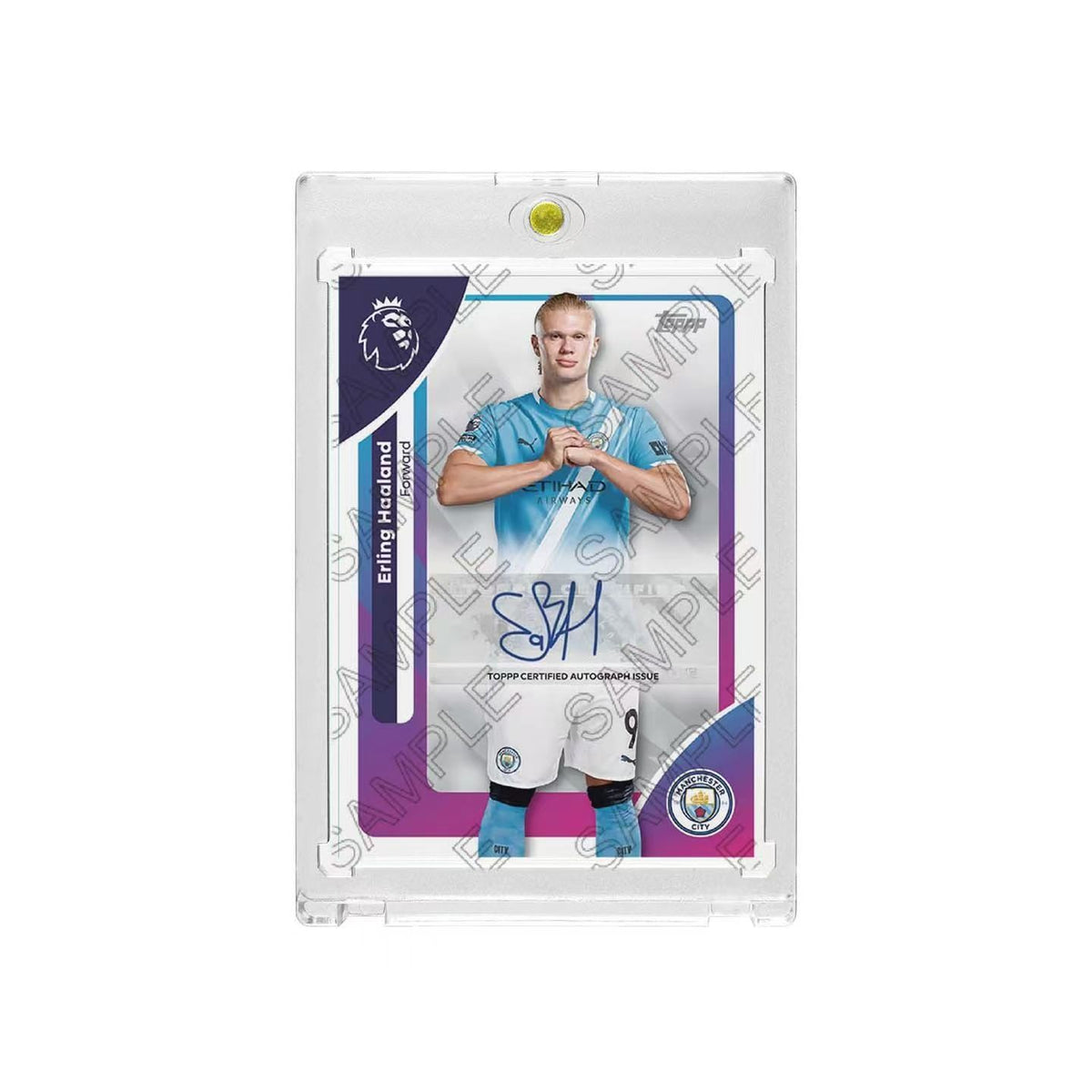 2025 Erling Haaland Premier League Style Fan-Made Soccer Trading Card, Facsimile Signature, Manchester City Themed Card with Hard Card Brick Protector