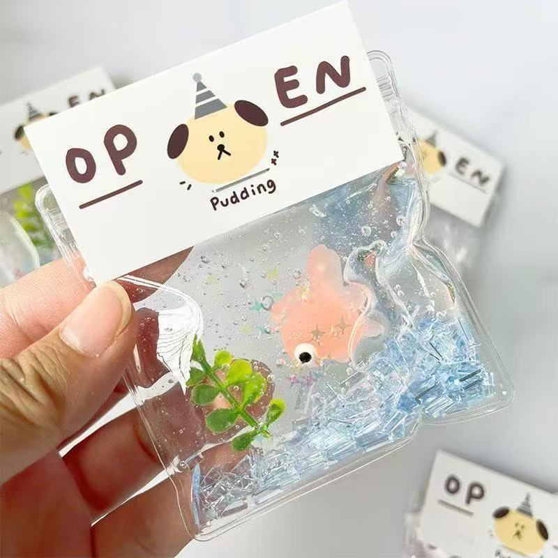 10pcs Creative Simulated Goldfish In Bag Squishy, Water Texture Handmade Silicone Stress Relief Toy