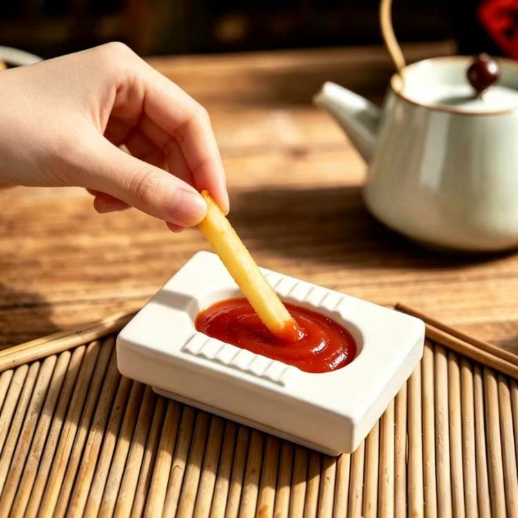 Funny Toilet Shaped Ceramic Sauce Dish, Hot Pot Dipping Plate Viral Gift