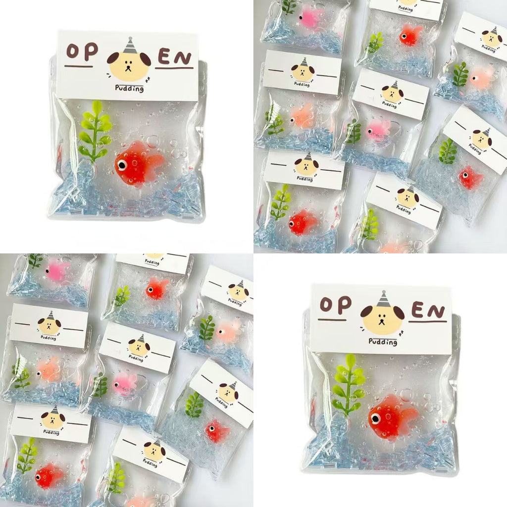 10pcs Creative Simulated Goldfish In Bag Squishy, Water Texture Handmade Silicone Stress Relief Toy