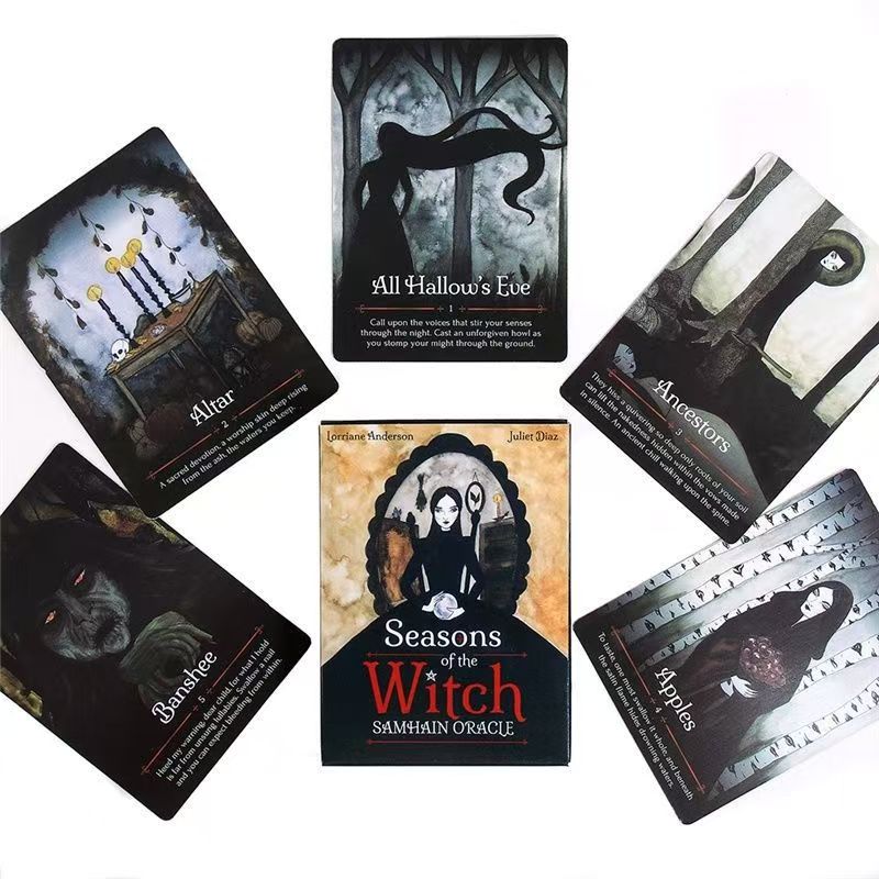 Seasons Witch Tarot Deck, 44 Cards Beginner Tarot, Aesthetic Trendy Tabletop Game Cards, Size 4.17" × 3.07"