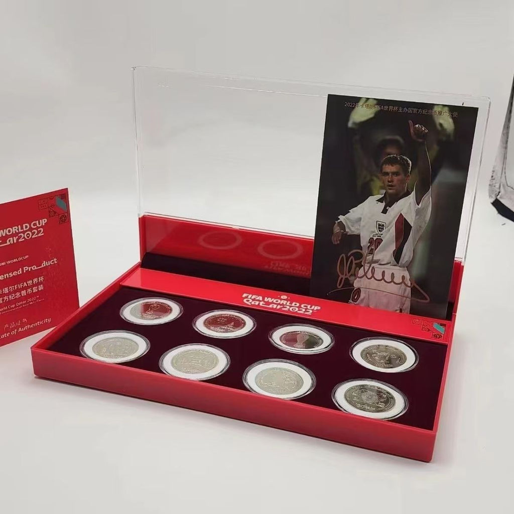 2022 Qatar World Cup Themed Fan-Made Commemorative Coin Set, 8 Pcs, Ronaldo & Neymar Themed Collectible Souvenir