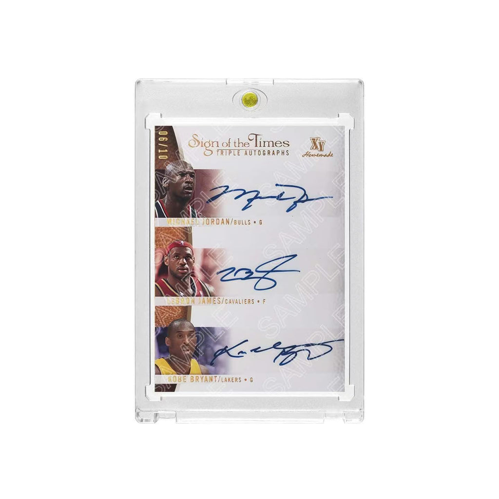 08 Style Michael Jordan, LeBron James & Kobe Bryant Fan-Made Basketball Trading Card, Triple Facsimile Signature, Collectible Fan Card