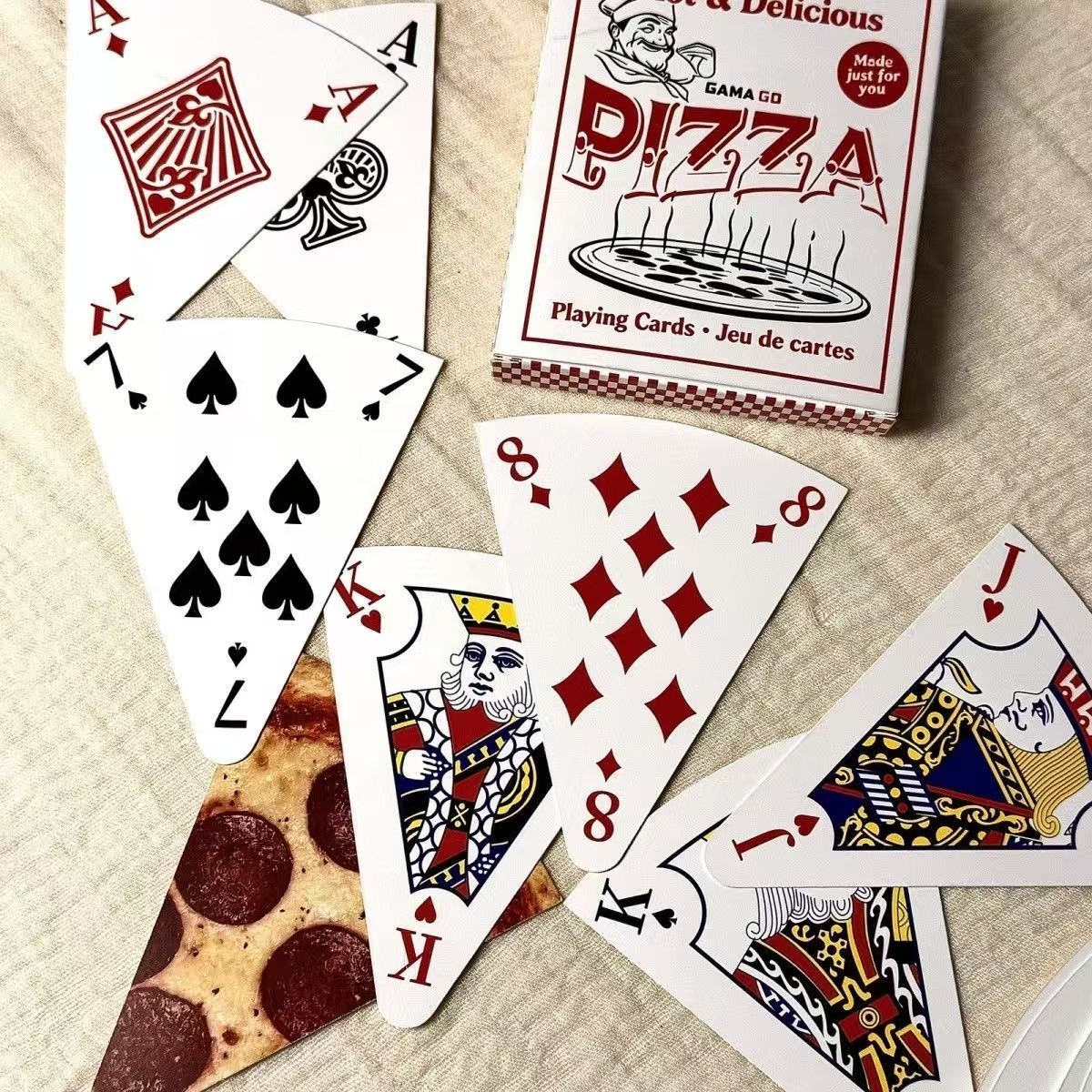 Pizza Shaped Novelty Playing Cards, Cute Abstract Large Size Board Game