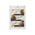 2023 CHR Style Fan-Made Reproduction Soccer Trading Card, Xavi, Iniesta & Messi Triple Facsimile Signature, Refractor Card with Hard Card Brick Protector