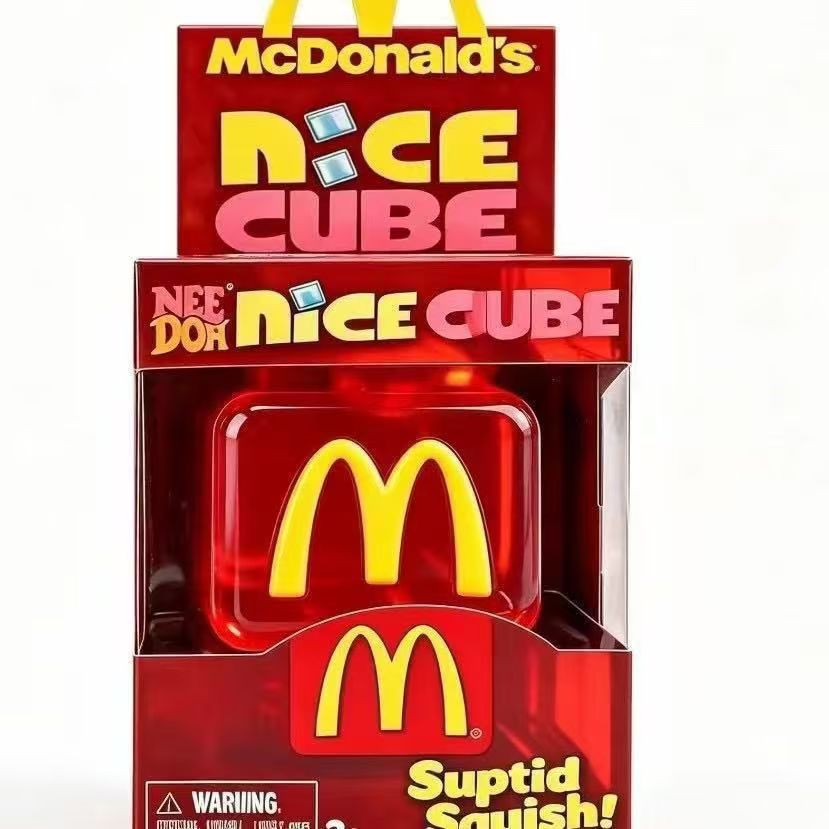 Needoh Style Cube Ice Block Fidget Toy, Malt Syrup Filled Aesthetic Slow Rebound Squishy, McDonald's Themed