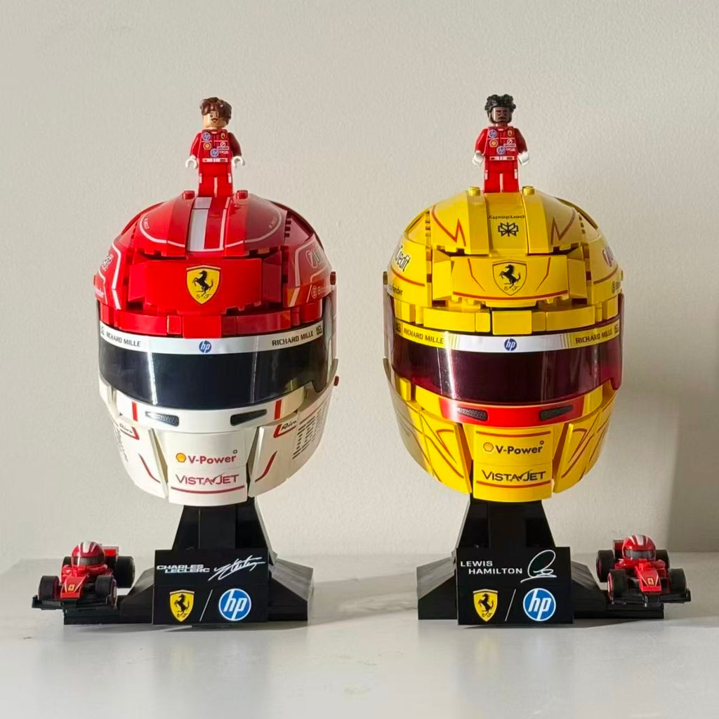 Lewis Hamilton Ferrari F1 Racing Helmet Building Block Model, Collectible Brick Kit, Gift for Men