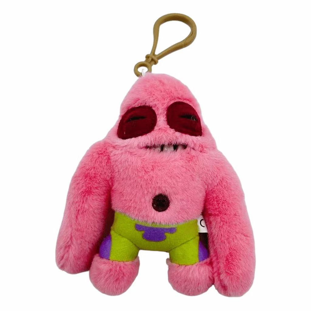 Ugly Cute Tooth Monster Plush Bag Charm, Funny Sprout Monster Keychain