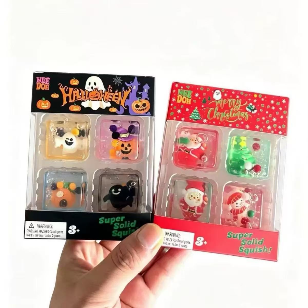 4 Pack Boxed Slow Rising Squishy Toys, Christmas Cartoon Character Stress Relief Fidget Toys for Kids & Adults