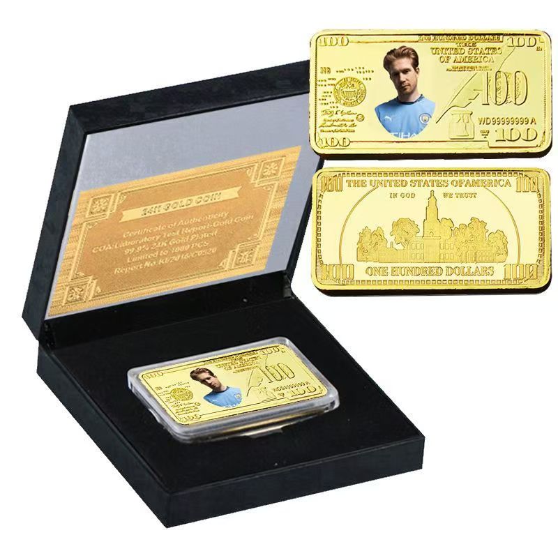 （Gift-boxed）World Cup & Champions League Football Star Themed Metal Square Coin, Fan Collectible Souvenir, Gift for Boyfriend, 61 Holiday Gift