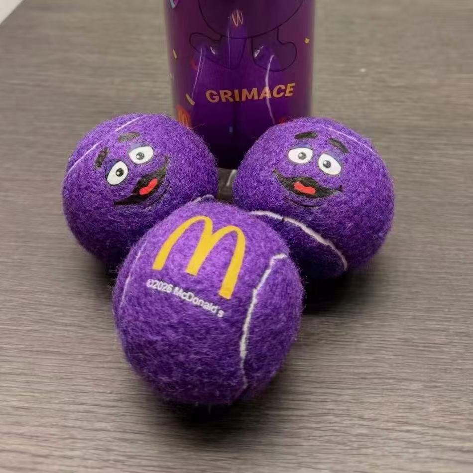 Grimace Purple Plush Tennis Ball, Fan-Made Themed Collectible Display Ornament, Inspired by HK McDonald Limited Edition
