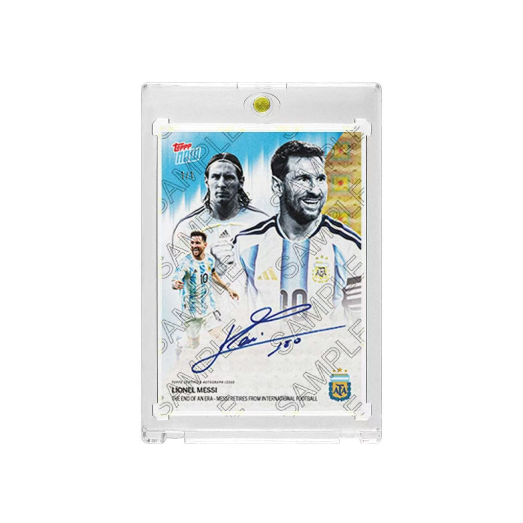 Lionel Messi Argentina 2026 NOW Themed Fan-Made Soccer Trading Card, Facsimile Signature, Limited 1/1 Refractor Card with Hard Card Brick Protector