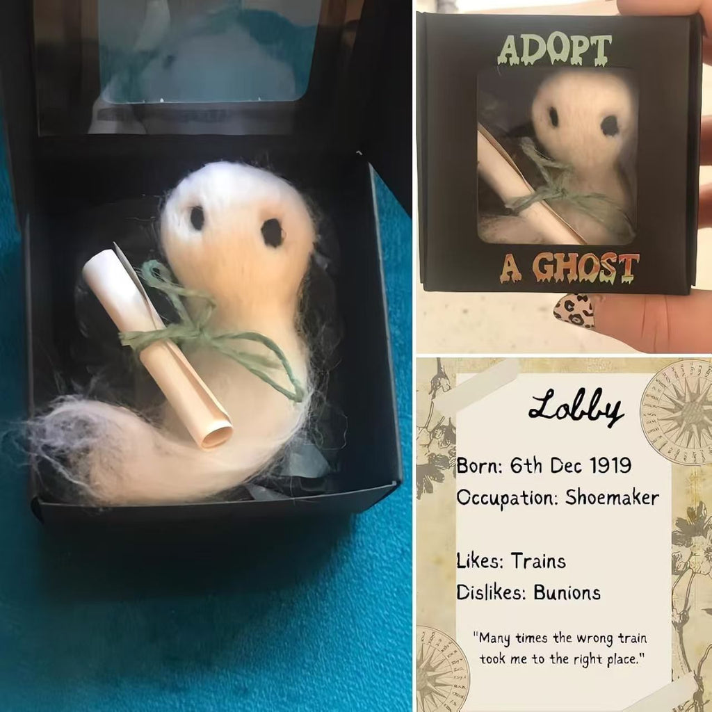 Adopt A Ghost Plush Doll, Handmade Ghost Stuffed Toy In Gift Box, Spooky Cute Plush Gift