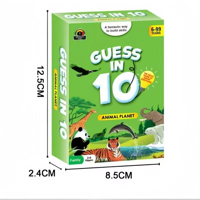Guess in 10 Card Game, Educational Skill Building Family Multiplayer Tabletop Game