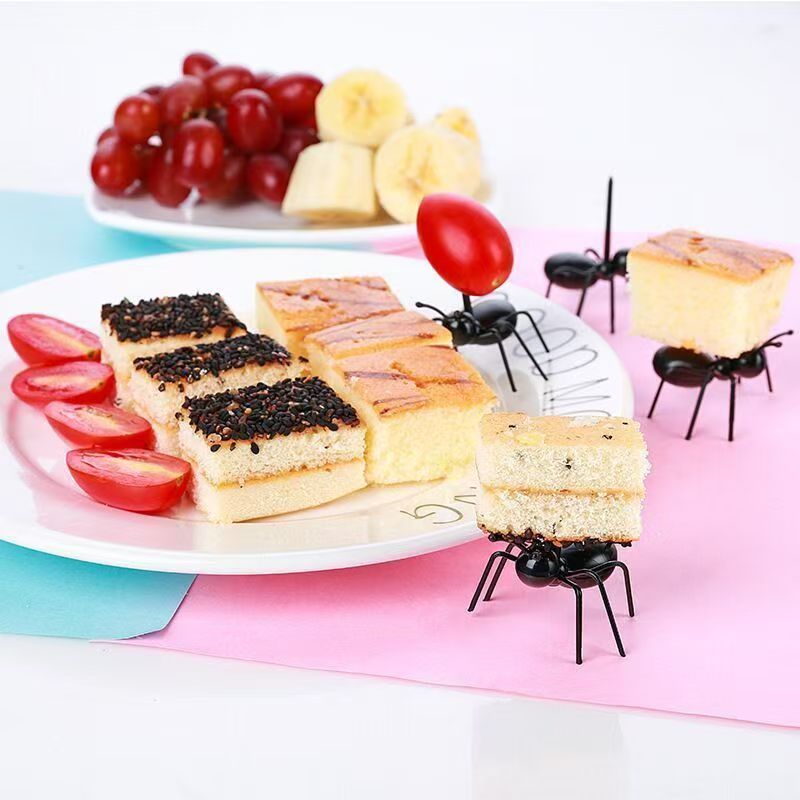 Ant Shaped Fruit Picks, Cute Abstract Party Dessert Toothpicks