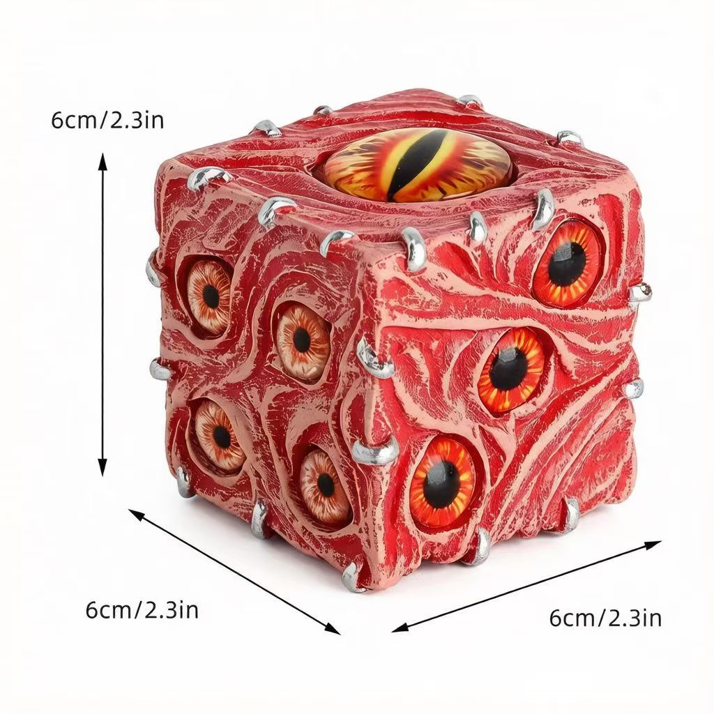 Creepy Eyeball Demon Dice Ornament, Dark Gothic Prank Decor