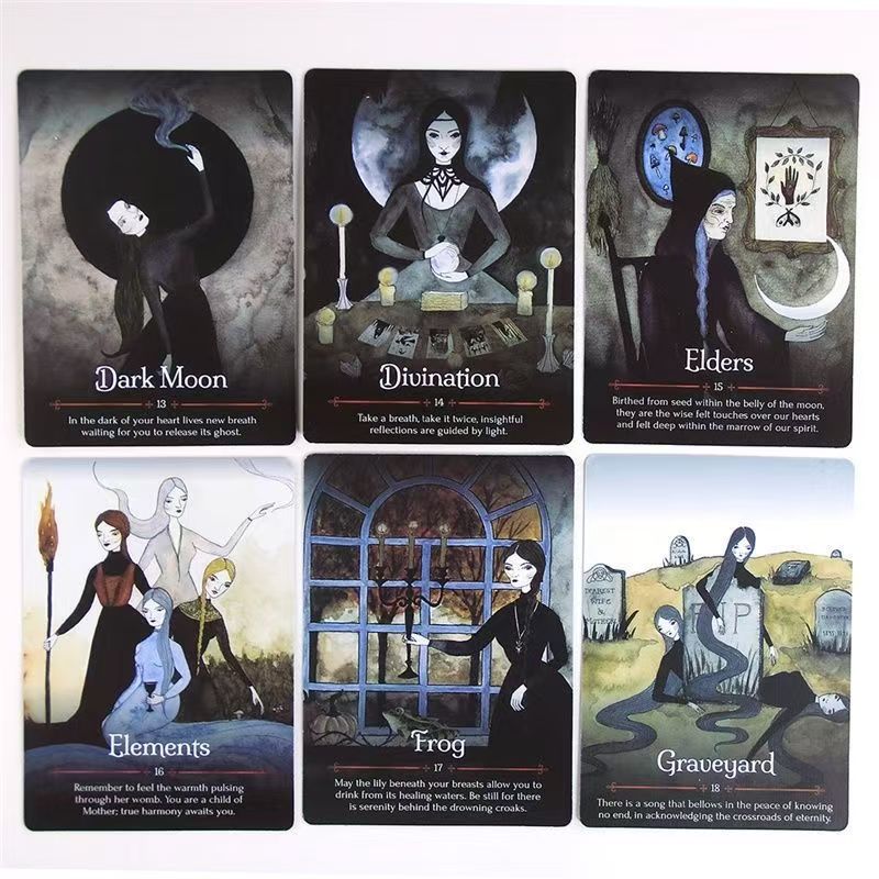 Seasons Witch Tarot Deck, 44 Cards Beginner Tarot, Aesthetic Trendy Tabletop Game Cards, Size 4.17" × 3.07"