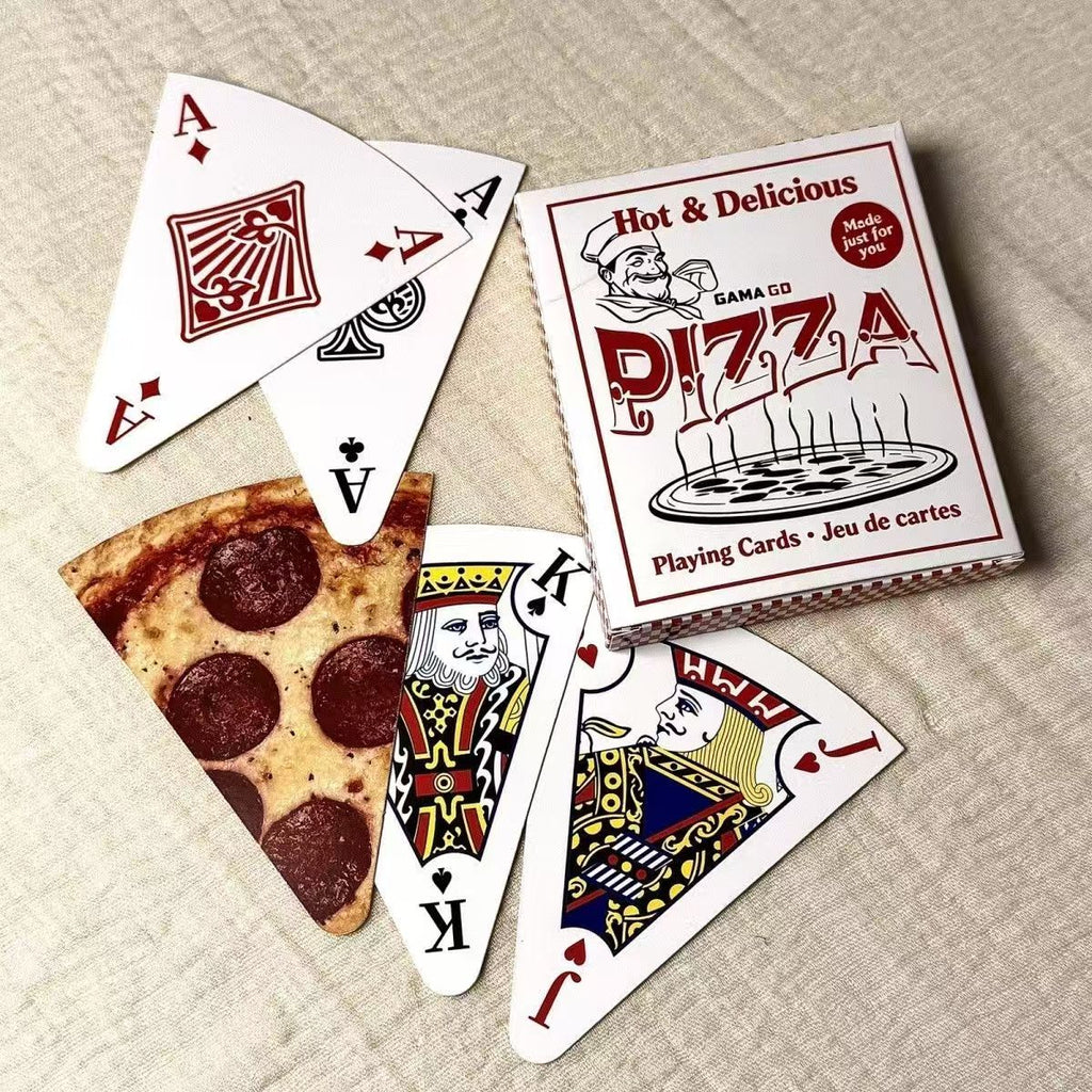 Pizza Shaped Novelty Playing Cards, Cute Abstract Large Size Board Game