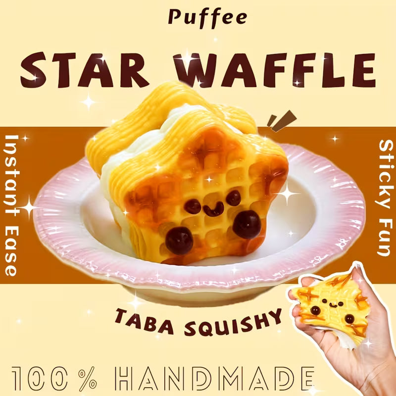 Star Waffle Slow Rising Squishy Toy, Handmade Soft Silicone Squeeze Toy, Spoof Fidget Toy & Desk Decor, Holiday Birthday Gift