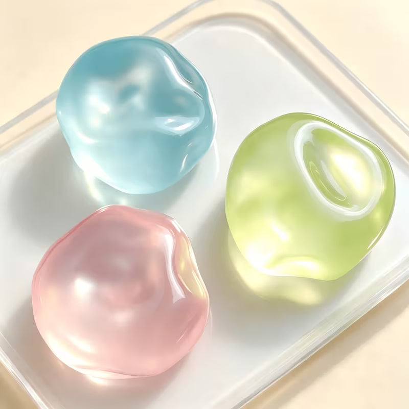 Macaron Pearlescent Icy Jelly Fidget Toy, Coconut Oil Filled Translucent Squishy Toy, TPR Stress Relief Squeeze Toy, Random Mixed Colors