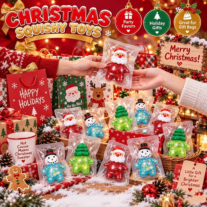 Christmas Malt Sugar Squeeze Toy, Cute Rebound TPR Fidget Toy, Holiday Stress Relief Gift, 2/4Pcs Random Color