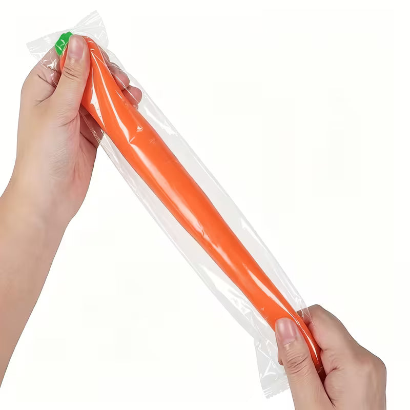 Stretchy Carrot Pull Prank Toy, Realistic Pretend Kitchen Food Fidget Toy, TPU Novelty Toy for Party Favors & Classroom Rewards, 1PC Random Color