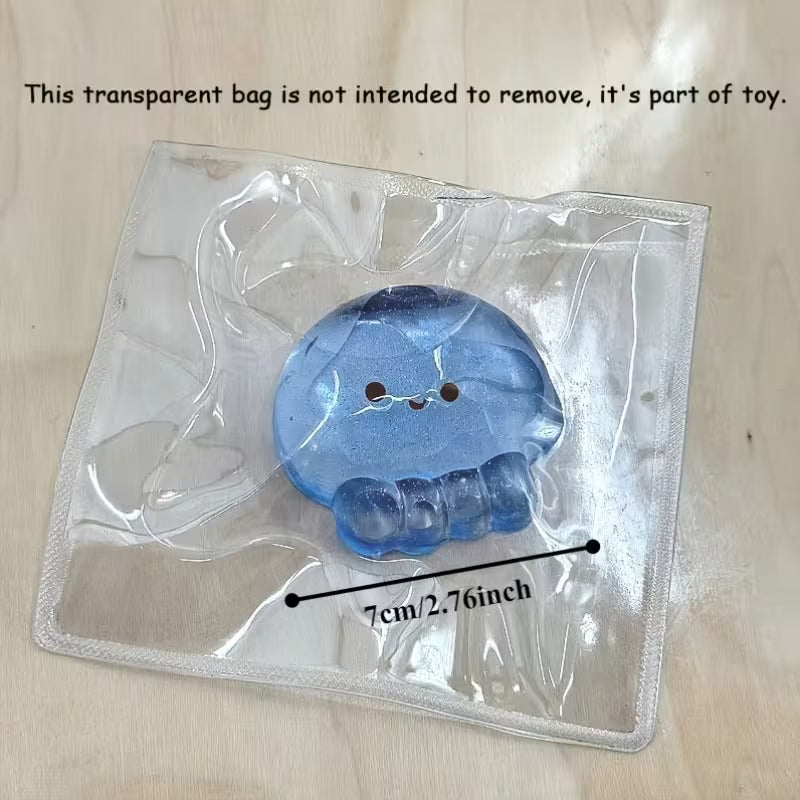 Taba Jellyfish Squishy Fidget Toy, Soft TPR Anxiety Relief Squeeze Toy, Desk Accessory & Holiday Party Gift, 1PC Random Color
