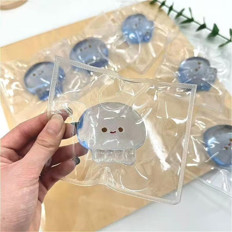 Taba Jellyfish Squishy Fidget Toy, Soft TPR Anxiety Relief Squeeze Toy, Desk Accessory & Holiday Party Gift, 1PC Random Color